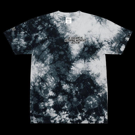 A DREAM WITHOUT ACTION IS NOTHING Oversized tie-dye t-shirt